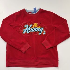 Vintage Disney Winnie the Pooh Hunny Fleece Crewneck Pullover Red Women’s 2000s